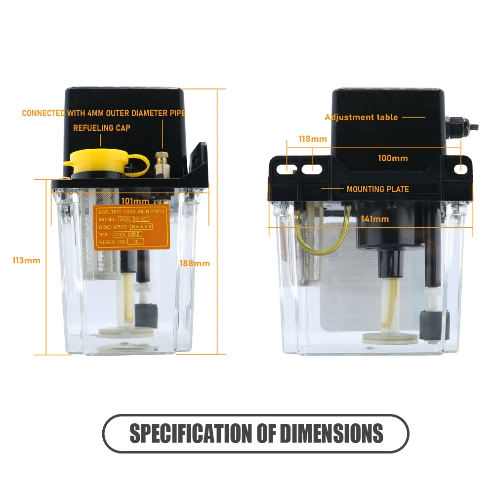 1L 2L DCR-50/1C Electromagnetic Oil Pump Gauges CNC Electromagnetic Flow 50ml/min Volt 220V 50Hz