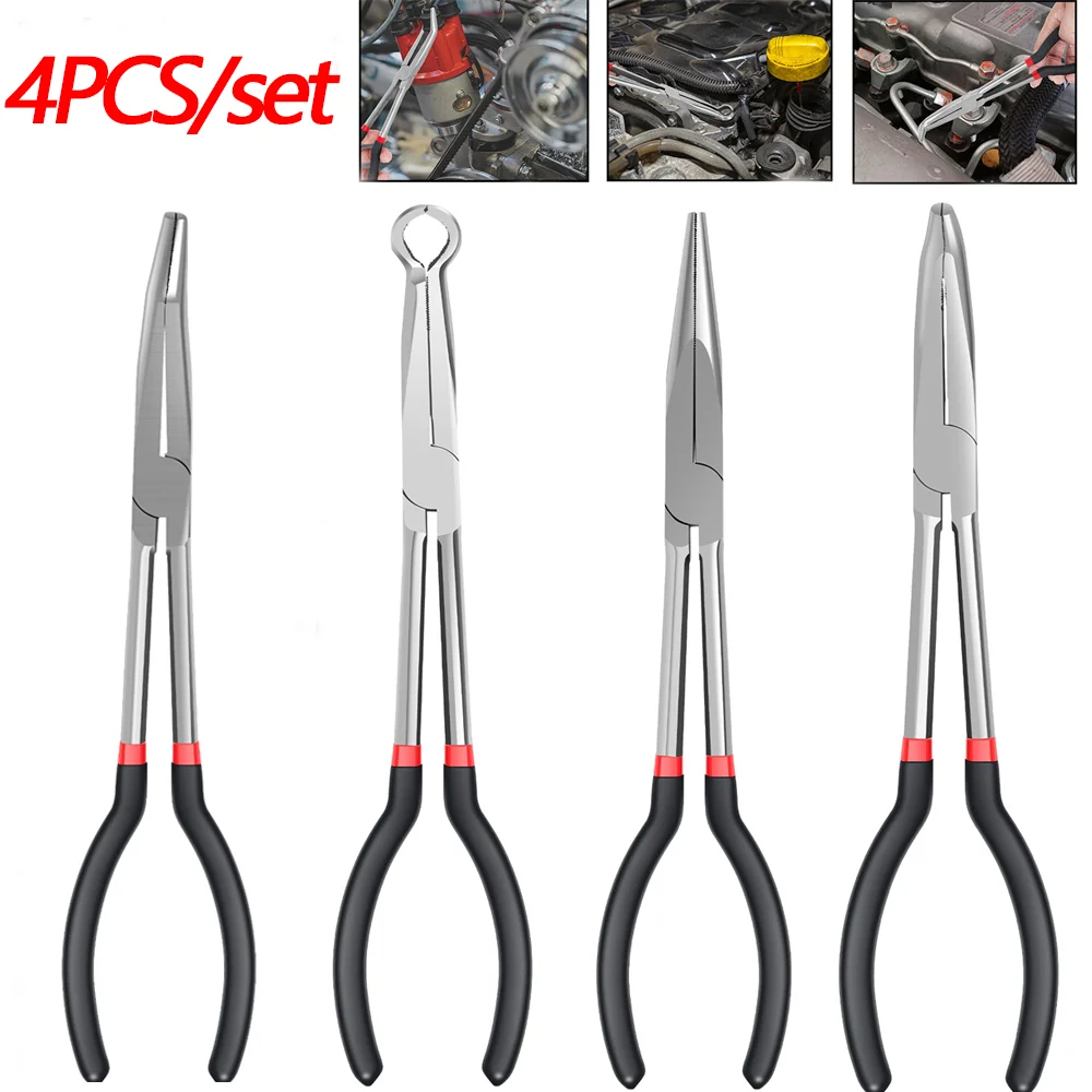 AIRTOON 3-Piece 11-Inch Hose Gripper Pliers Set – 5/16, 1/2, And 3/4 Serrated Jaws For Spark Plug & Hose Removal