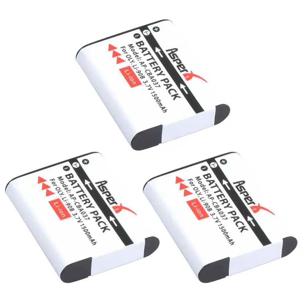Asperx 3X3.7V 1500Mah Li-90B Li 90B Li90B Batteria Agli Ioni Di Litio Bateria Per Olympus Xz-2 Sh-50 Sh-1 Sp-100 Tg4 Tg3 Tg2 Tg1 Tg3 Ihs Xz2