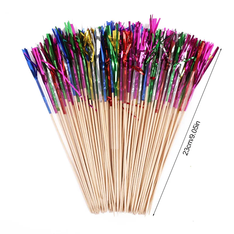 50 Stücke Quaste Feuerwerk Kuchen Topper Cocktail Picks Dessert Lebensmittel Obst Zahnstocher für Hochzeit Geburtstag Party Dekoration Weihnachten – Detail 15