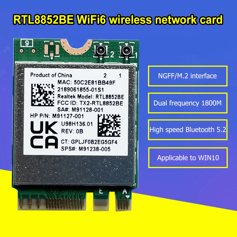 WiFi 6 RTL8852BE Network Card Dual Band AX1800 M.2 NGFF Adapter Bluetooth  5.2 Wireless 802.11AX 2.4G/5G WiFi Card For Laptop PC| | - AliExpress