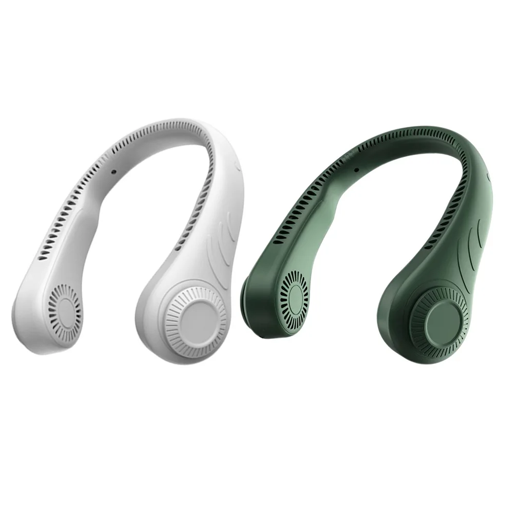 Mini Hanging Neck Fan Portable Bladeless Rechargeable Mute Cooling Wearable Neckband Leafless Fan 3-Speed Adjustable