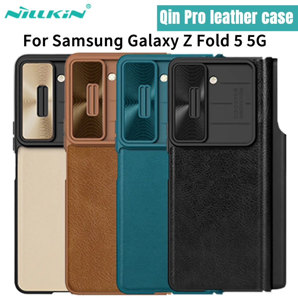 Per Samsung Galaxy Z Fold 5 Custodia Nillkin Qin Pro Custodia Flip In Pelle Con S-Pen Pocket Slide Camera Protection Cover Posteriore Completa