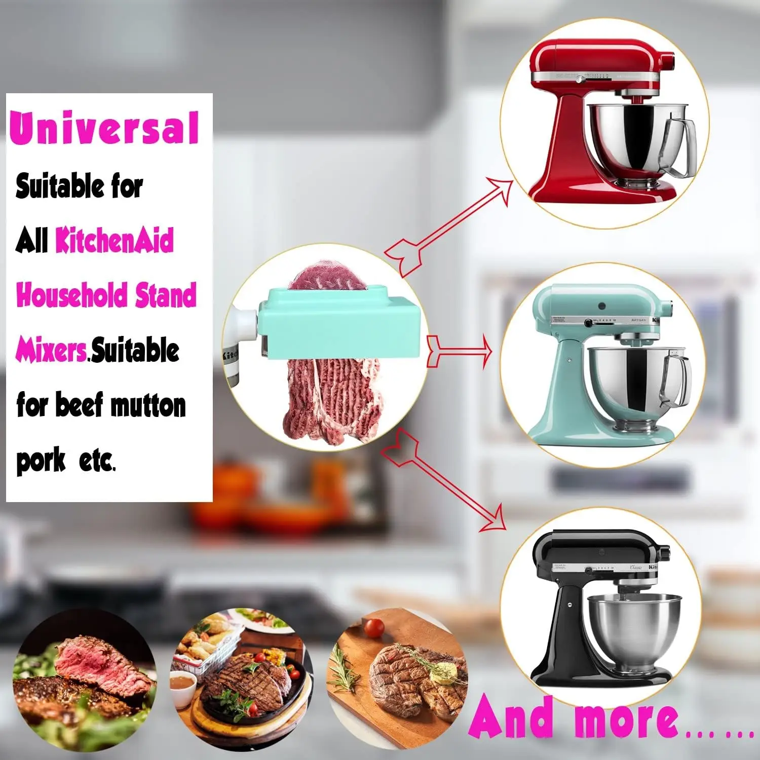 Meat Tenderizer Attachment for All KitchenAid Household Stand Mixers-Mixers Accesssories Meat Tenderizers Dishwasher Safe meat tenderizer attachment