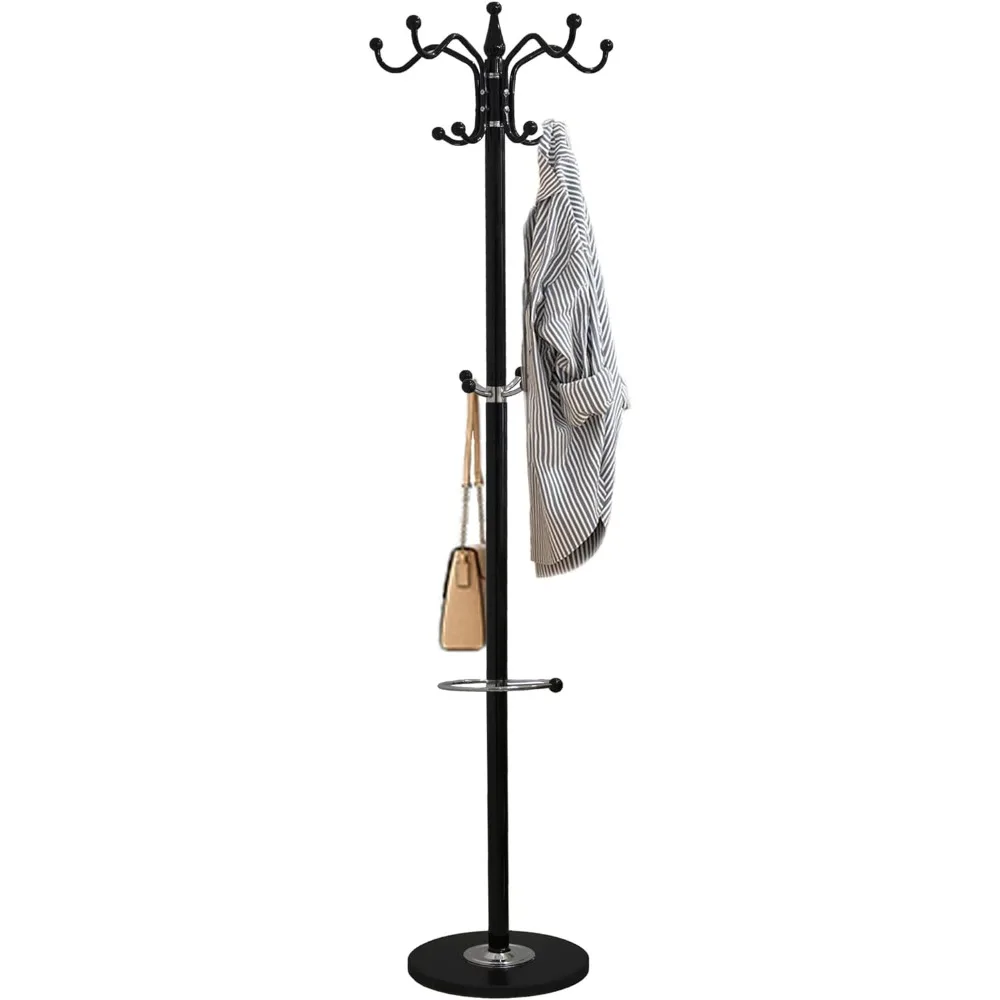 

Vertical Metal Coat Rack Stand with Marble Base, 15 Hooks for Hanging Coats, Jackets, Bags, Home Entrance Hat Hanger Organizer