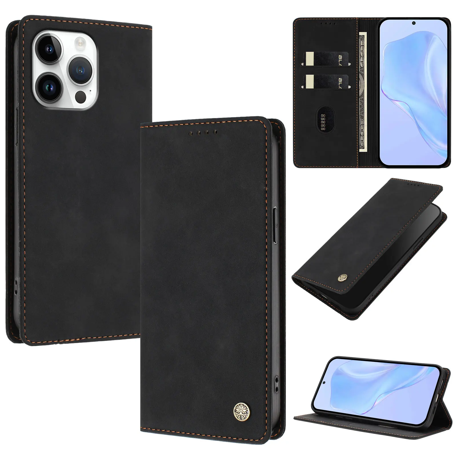 Vintage Leather Magnetic Phone Case with Wallet and Card Slots - Anti-Drop Protection Cover