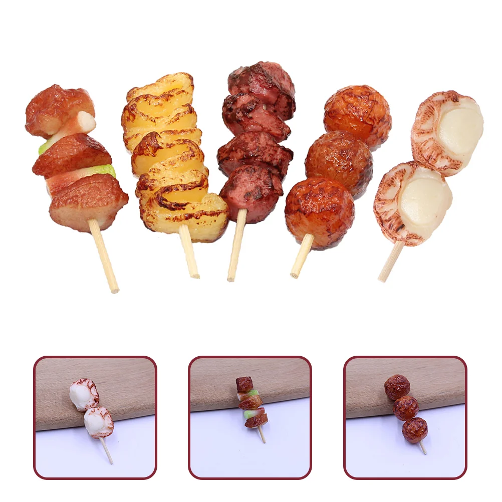 

5 Pcs Kids Camping Accessories Simulation Barbecue Skewers Realistic Food Play Grill Toy Set Fake Toddler