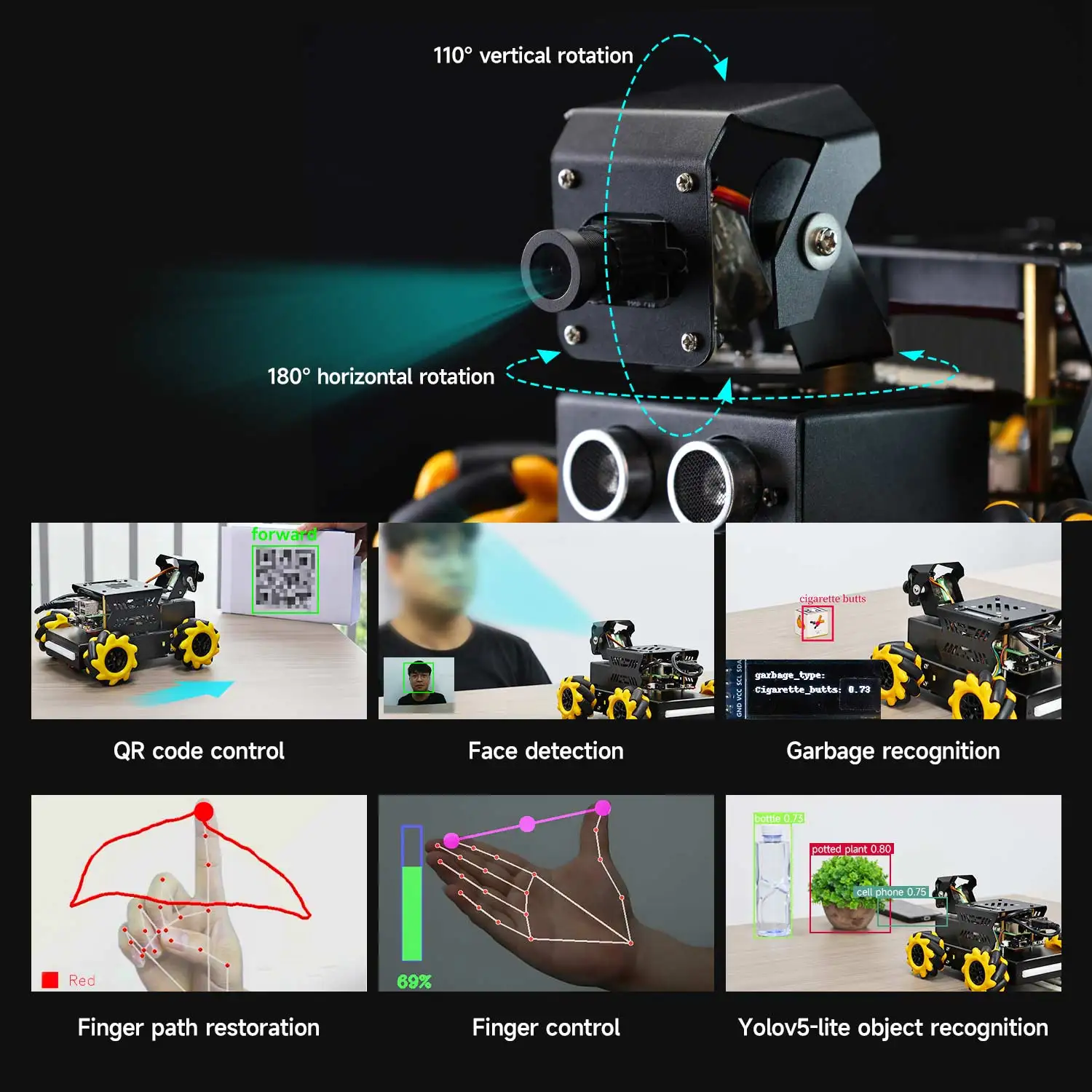 Yahboom 4WD Raspbot V2 AI Robot Car Kit Based on Raspberry Pi 5 for Beginners Educational Toy ROS2-Humble Python Programming Set 3
