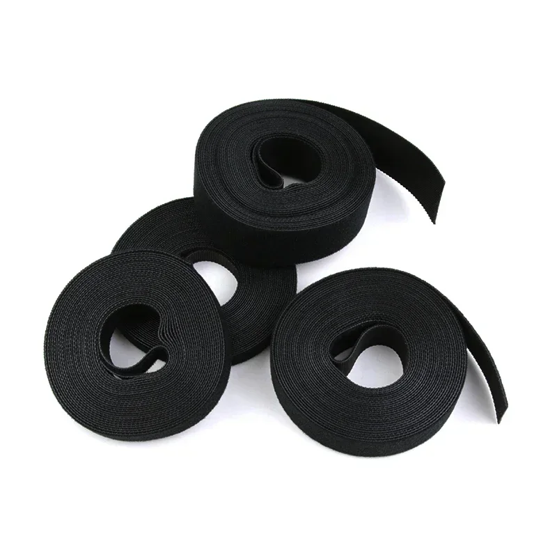Black Cable Ties Reusable Loop Bundle Self Adhesive Nylon Strap Organizer Clip Wire Holder Management Fastening Tape cable ties
