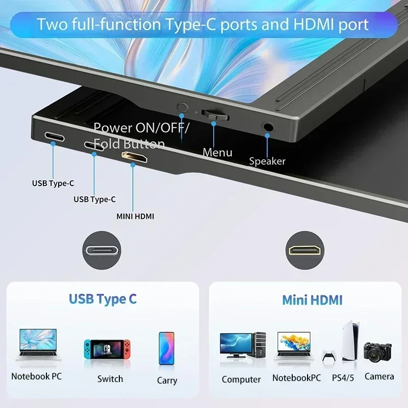 شاشة محمولة 15.6 بوصة شاشة FHD وقت الاستجابة 1 ملل...