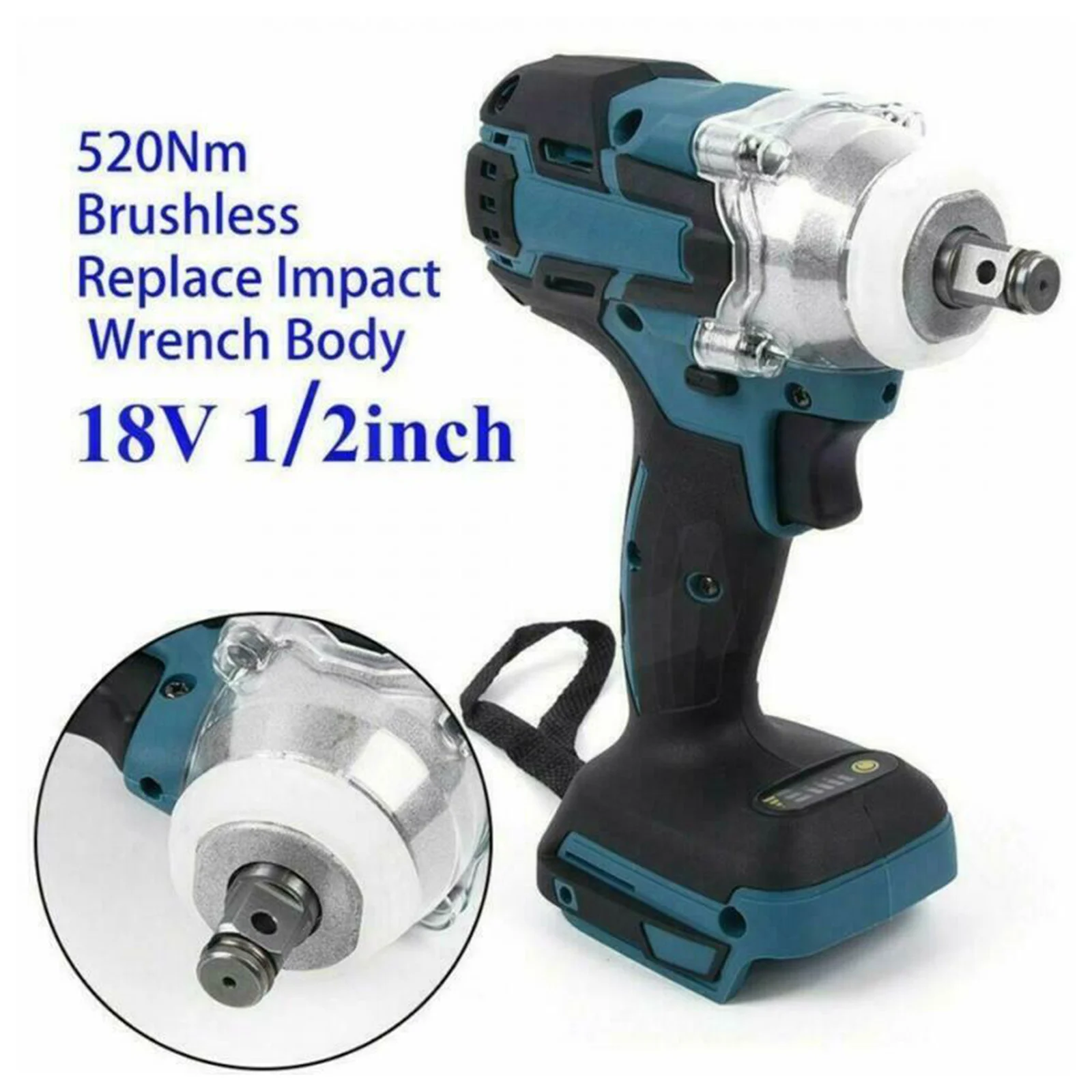 520N.M 1/2 inch Brushless Electric Wrench Cordless Impact Wrench Socket Screwdriver for Makita Battery Dual use Power Tool factory directly cordless rechargeable 4000mah two battery impact wrench brushless electric wrench