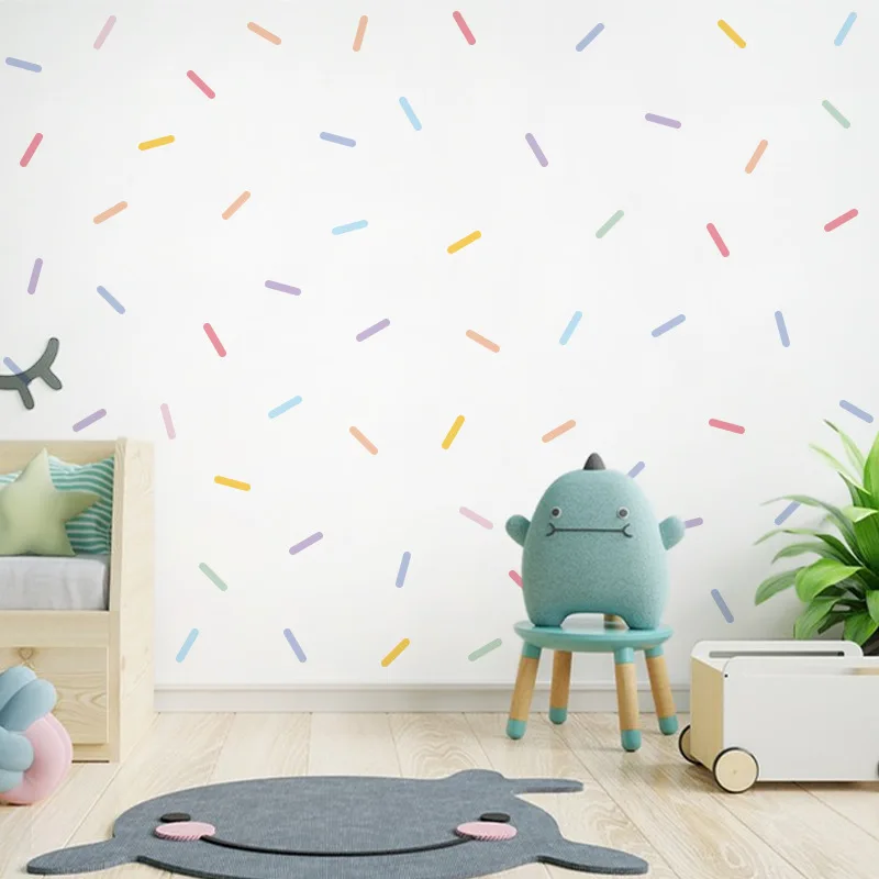 Scandinavian Style Colorful Confetti Stripe Sticker Self-Adhesive Wall Decals for Charming Kids' Room Kindergarten Nursery Decor luminous wall stickers wall stickers vinyl decal stickers