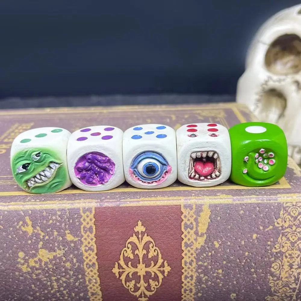 5 Pieces Devil Dice Set for Board Desktop Game Cube Dice Halloween Horror Spoof Creative Toy Props Weird Figure Devil Set 3
