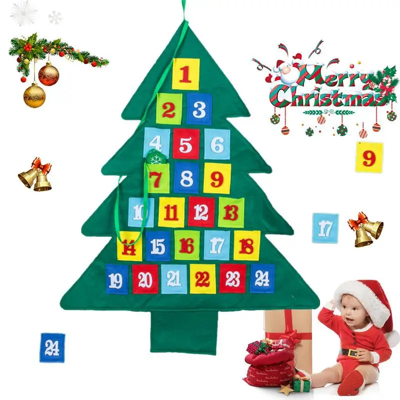 

Christmas Tree Advent Calendar Wall Calendar 24 Days Countdown To Christmas Felt Advent Calendar With 24 Pockets DIY Christmas