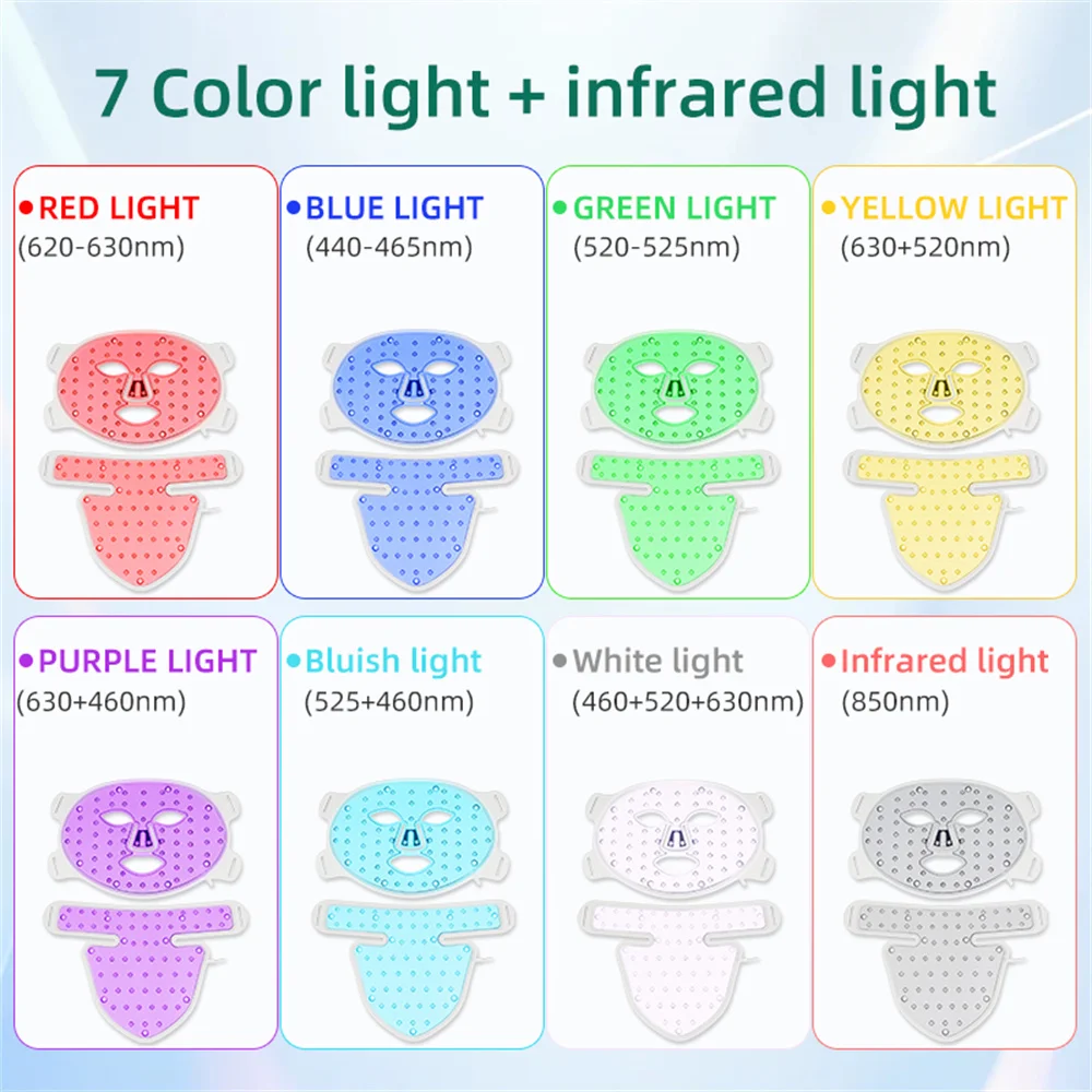Facial LED Mask Neck 8 Colors Red Light Therapy face mask led facial mask facial neck mask neck anti wrinkle mask