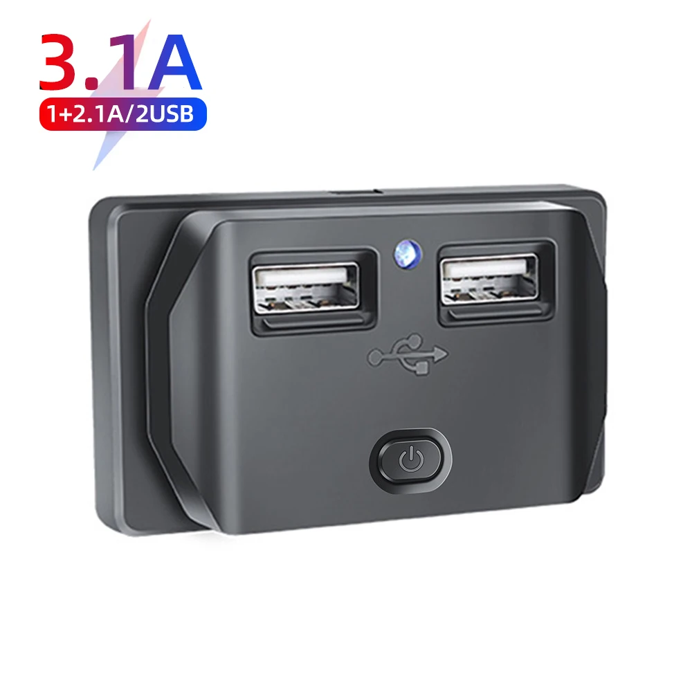 Presa USB Auto 12V/24V 72W – Caricatore Dual QC3.0 Con Interruttore, Impermeabile Per Camper E Moto