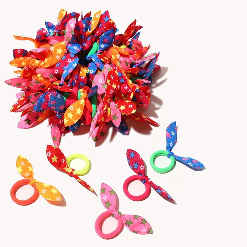 10/20Pcs/Set Girls Cute Rabbit Ears Hair Bands Colorful Nylon Headband Children Ponytail Holder Scrunchie Kids Hair Accessories 1pcs baby infants headbands girl hairband bowknot nylon hairwear elastic sequins headband girl hair accessories for best gift