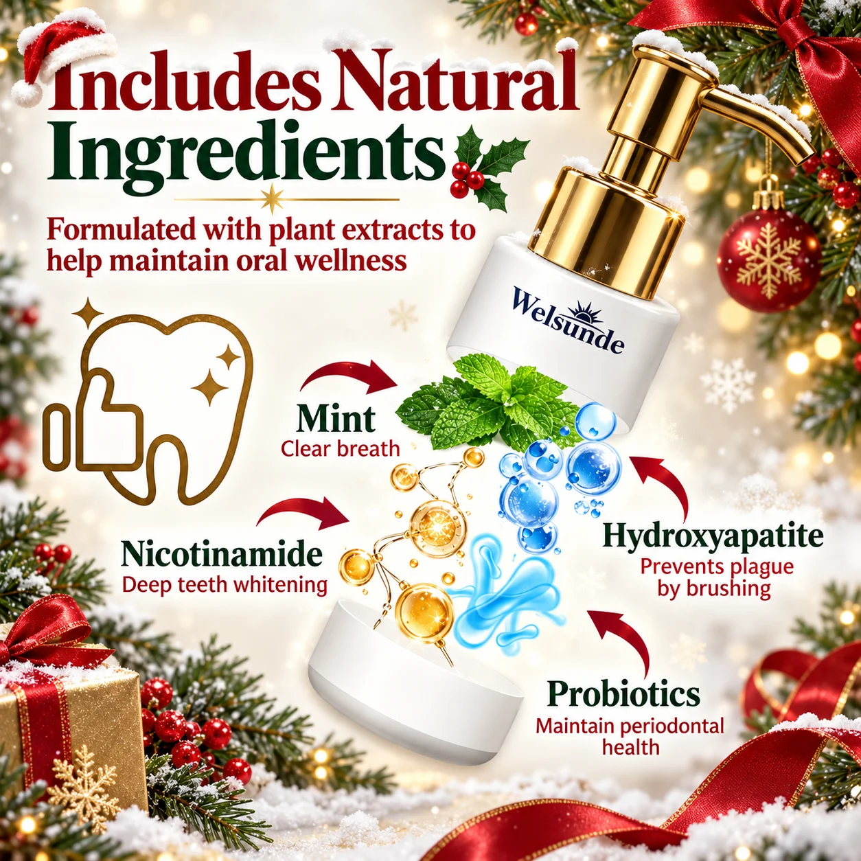1/3PCS Tooth Whitening Toothpaste, Exquisite Christmas gifts,Hydroxyapatite, Natural Herbal Ingredients, Deep Cleaning Formula, Fresh Breath, Gentle Daily Oral Care, Rich Foam Texture, Easy Dispensing Pump Design,
