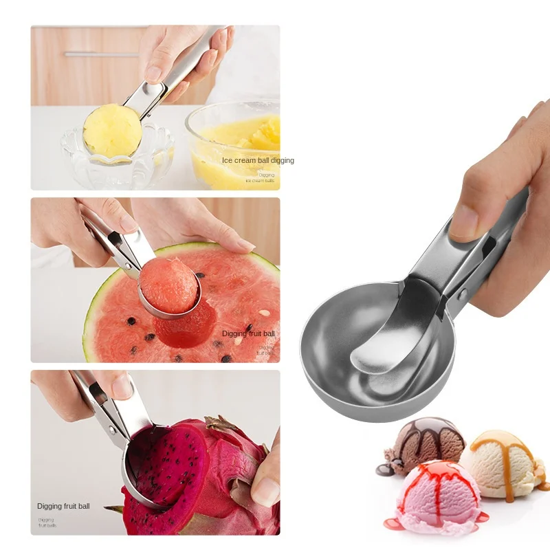 Ice Cream Scoop Ice Cream Scoops Stacks Stainless Steel Ice Cream Digger Non-Stick Fruit Ball Maker Watermelon Spoon Tool