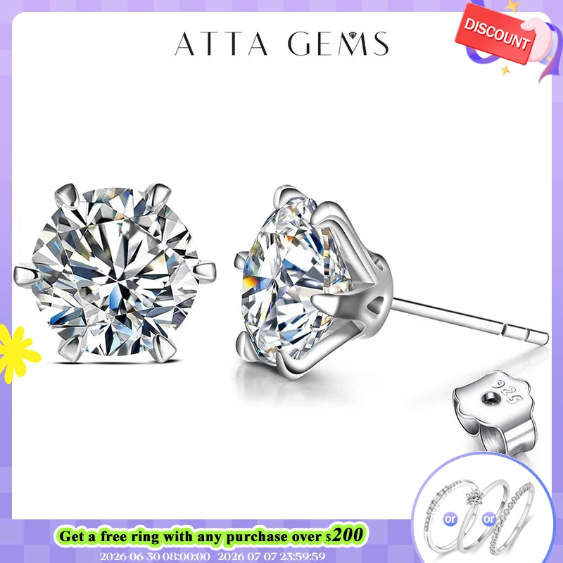 New Arrival 3.0 Carat Moissanite Gemstone Stud Earrings for Women Solid 925 Sterling Silver D color Solitaire Fine Jewelry