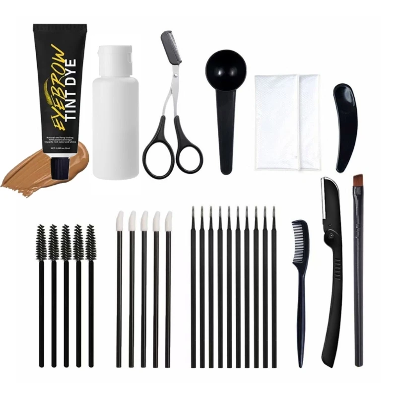 

Waterproof Brow Dye Kit Semi Permanent Brow Tinting Kit Eyebrow Color Kit Nautal Fuller Thicker Eyebrow Lasts 4-6 Weeks
