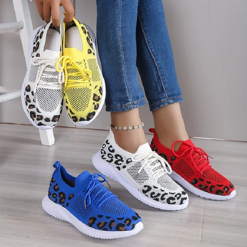 2023 Women Sneakers Mesh Breathable Floral Comfort Mother Shoes Soft Solid Color Fashion Female Footwear Lightweight