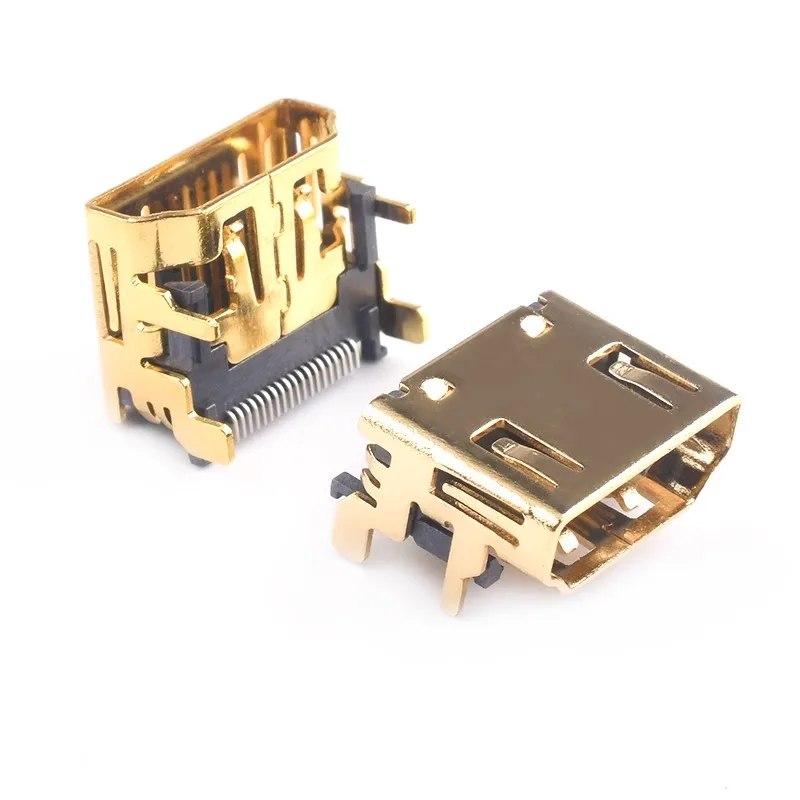 

10PCS HDMI-compatible FEMale Jack/socket connector 19PIN 19P right angle smt smd 90 Degree Gold-Plated hd 19 PIN