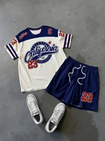 Le nouvel ensemble d'été 2025 pour hommes comprend un confort et une douceur de la mode hip-hop décontractée de rue avec impression de motifs numériques 3D 2