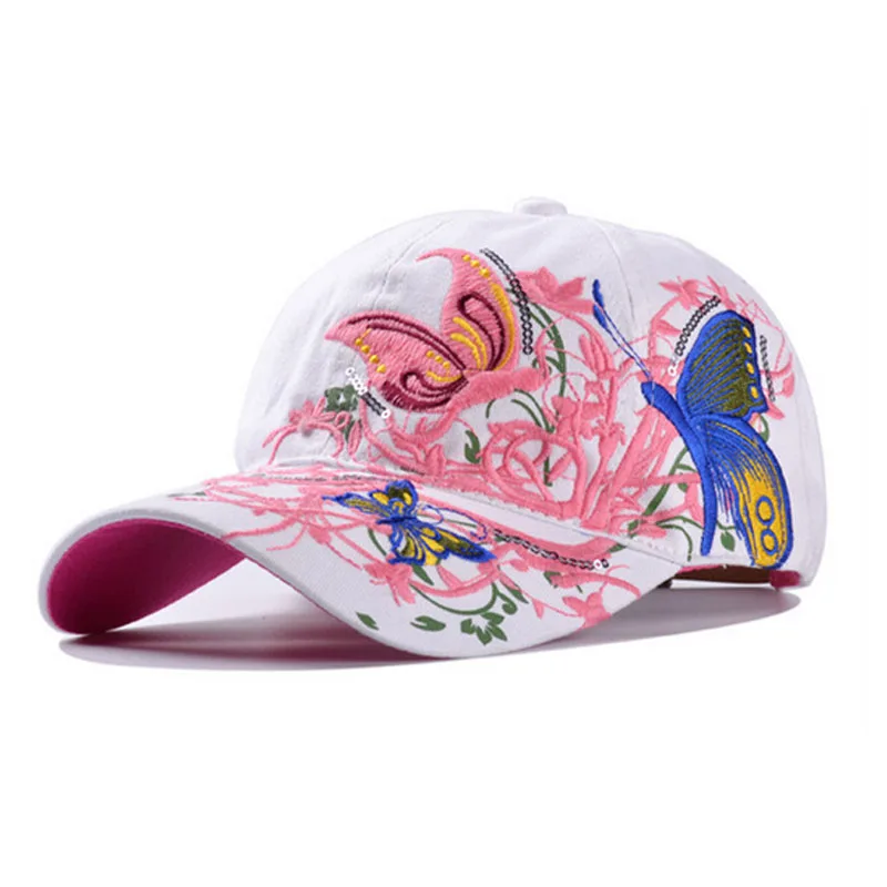 Women butterflies flower embroidery caps women girl sun hats casual snapback caps baseball cap winter autumn baseball cap sun hat