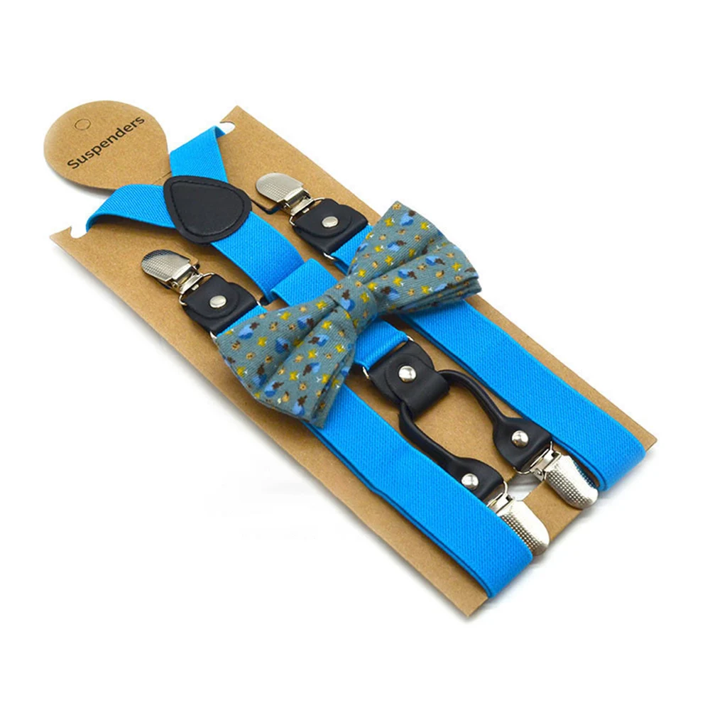 Solid Color Bowknot Elastic Leather Suspenders Braces Men Women Adjustable Straps For Wedding Suit Skirt Accessories Gift