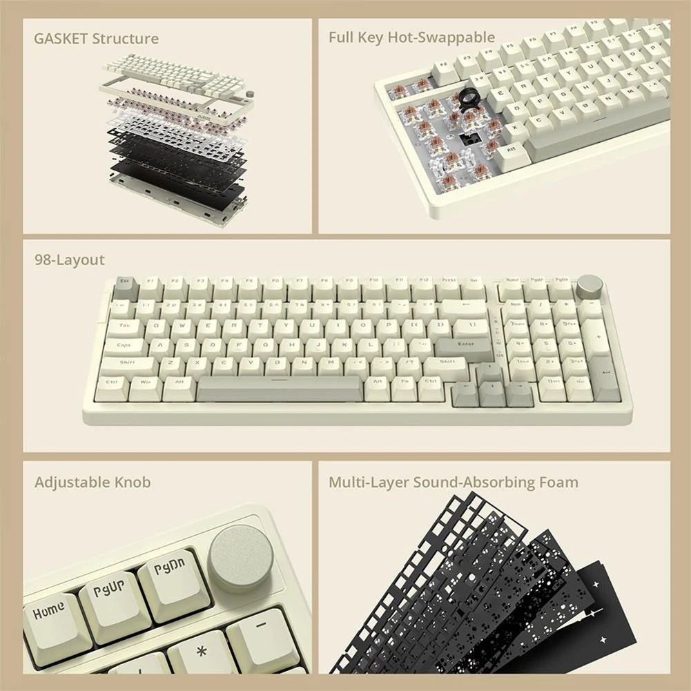 게이밍 기계식 키보드 PBT 키캡, 유선 기계식 키보드, PC 데스크탑 노트북용 USB C 타입 게이밍 키보드, 99 키