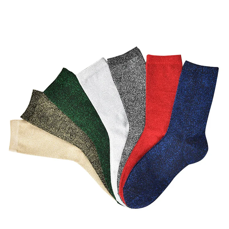 

Harajuku Glitter Loose Socks For Women Shiny Elastic Socks Summer Solid Thin Breathable Socks Female Lingerie Filigree Socks