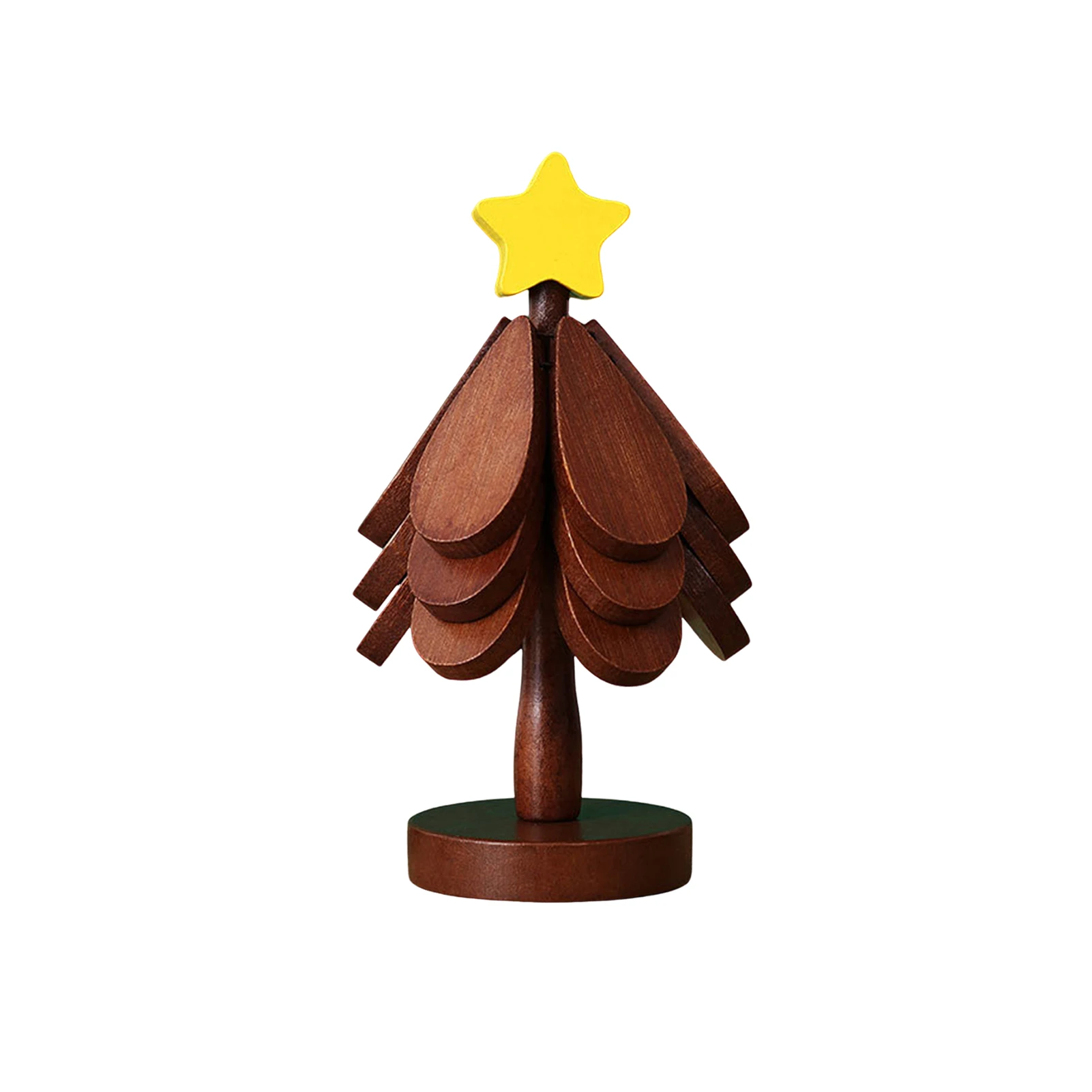 12 Pcs Foldable Wooden Trivet Set - 3 Sizes Tree Shape Hot Pads