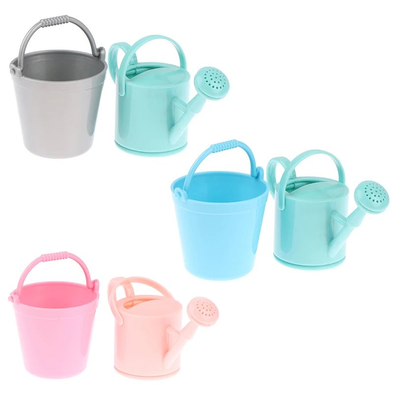 

1Set Dollhouse Miniature Bucket Watering Can Plant Watering Garden Tool Decor