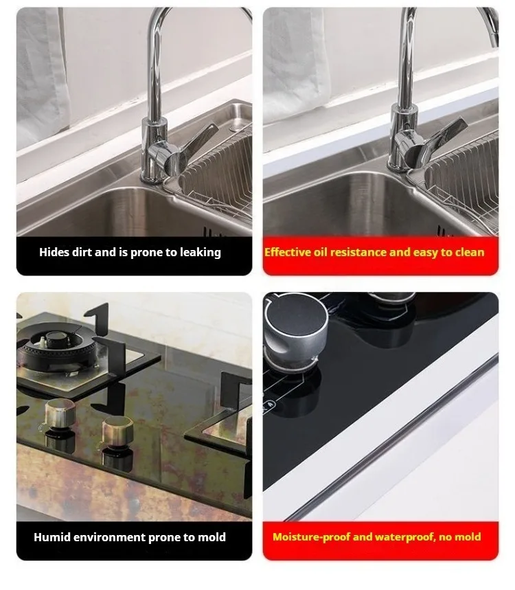 Aluminiumfolienband, 5–10 m, wasserdicht, ölbeständig, selbstklebend, für Küche, Herd, Spüle, Spaltabdichtungsstreifen, hitzebeständig, für Arbeitsplattenkanten – Detail 10