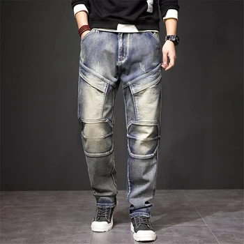 2024 Autumn and Winter New Jeans Fashion Street Jeans Men's Retro Punk Jeans Large Size 42 44 1