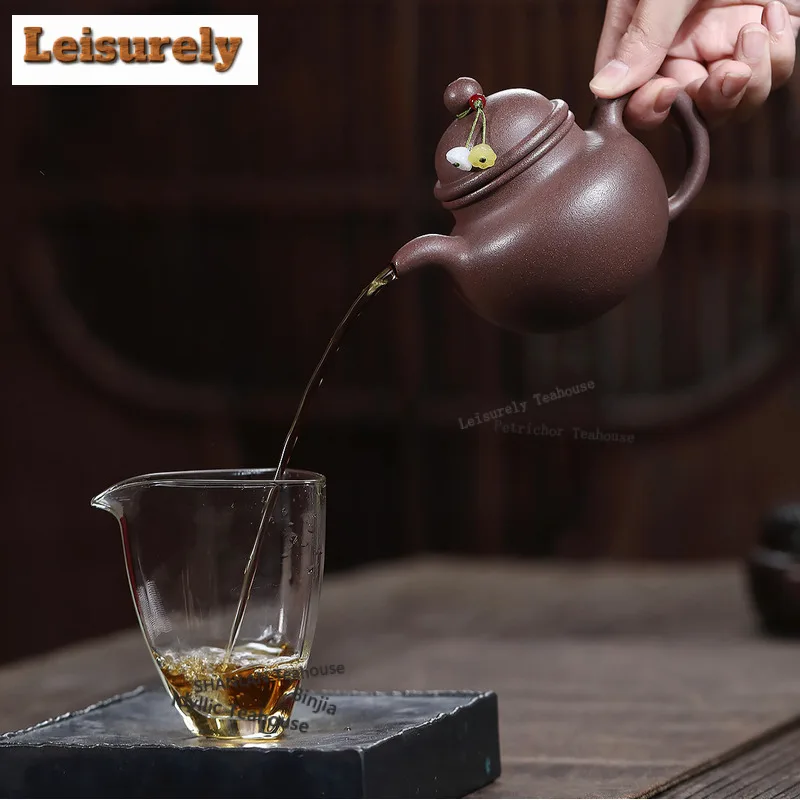 210ml Creative Yixing Purple Clay Teapots Handmade Duōqíu Pot Raw Ore Peach Blossom Mud Tea Maker Kettle Zisha Tea Set Cafes