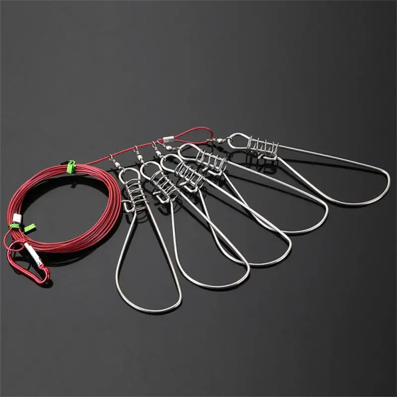 5 Snaps Fishing Lock Fish Buckle Tackle Stainless Steel Chain Stringer With Float Live Fish Lure Lock Belt Fishing Accessories