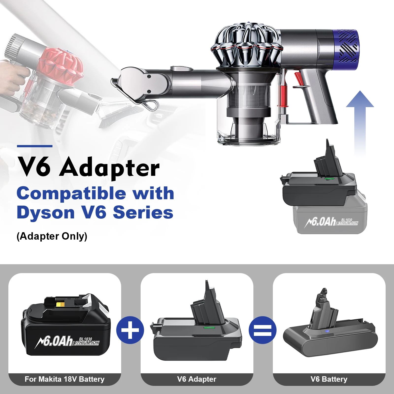 Adapter számára makita/dewalt/milwauke 18V Lítium Üteg átalakító hogy számára dyson V6 V7 V8 Széria Légür tisztább Munkaeszköz DC58/SV11/SV10