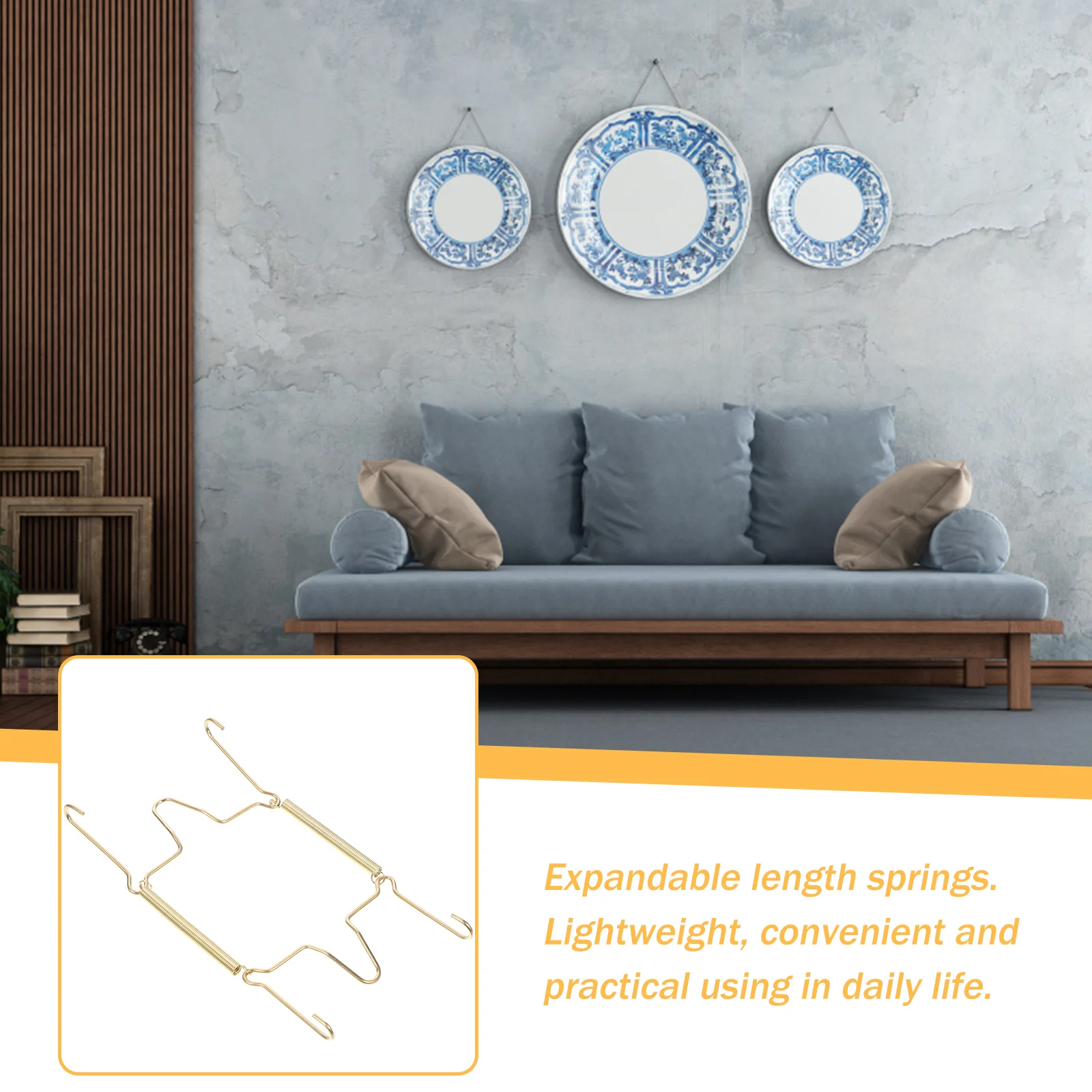 

6/8 Inches Spring Wall Plate Hangers Dish Wire Hanger W Type Invisible Hanging Hook Dish Holder Hooks Home Wall Decoration