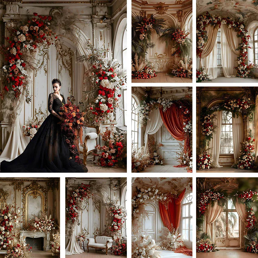 

Mehofond Photography Background Luxury Baroque Room Floral Adult Birthday Wedding Maternity Portrait Decor Backdrop Photo Studio