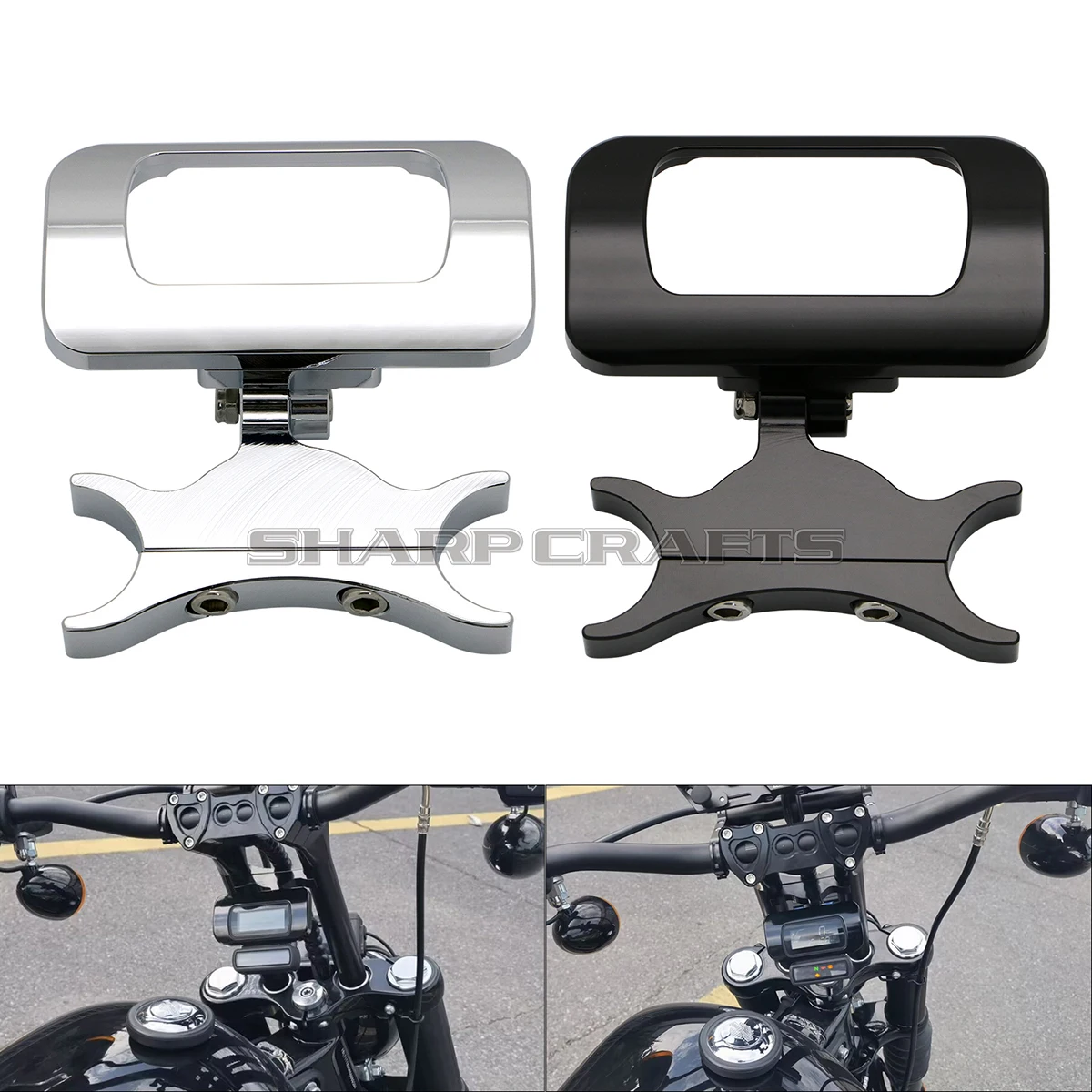 Motorcycle T bar Handlebar Riser Relocation Digital Gauge Mount For