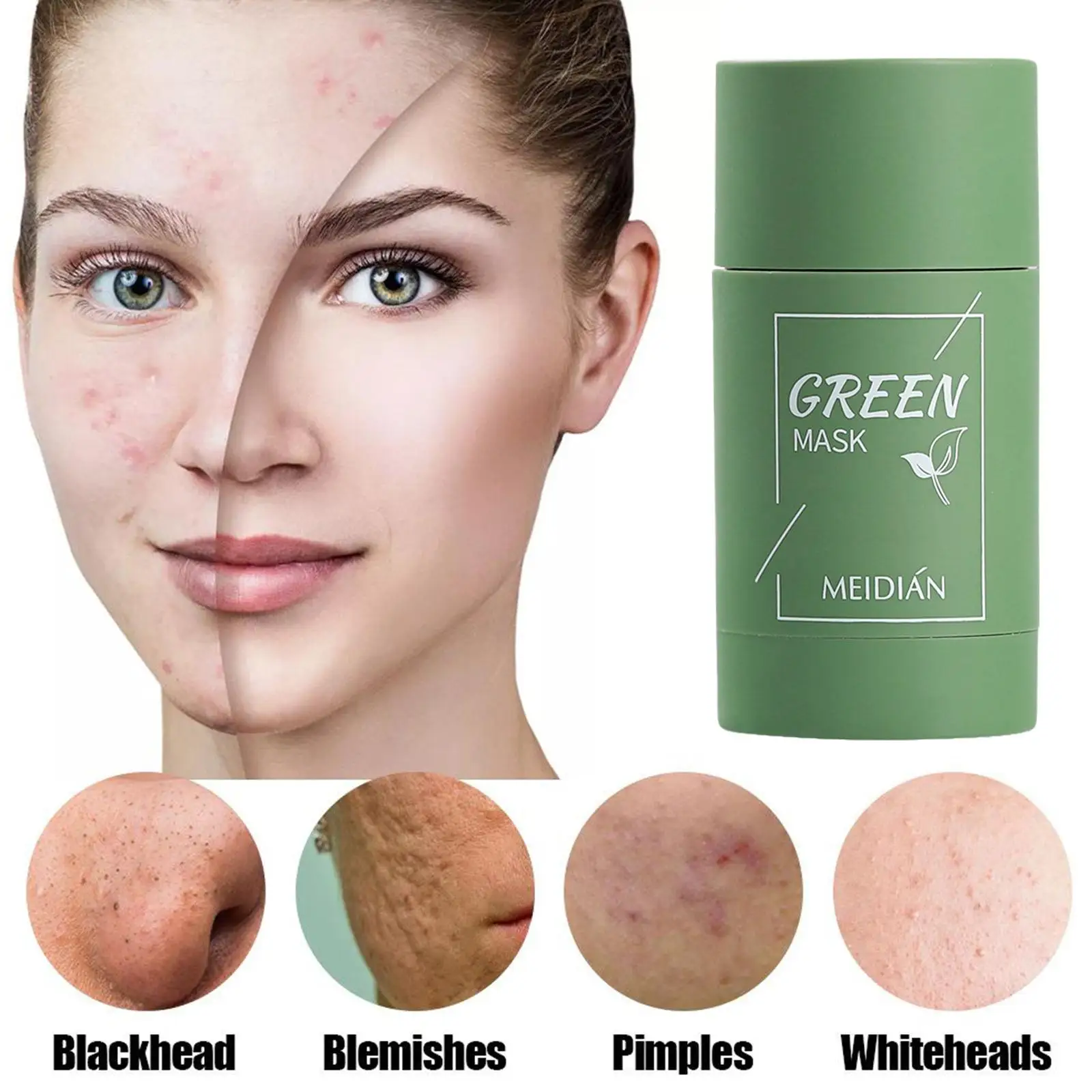 

40g Green Tea Mask Solid Face Oil Control Moisturizing Mask Pores Treatment Acne Cleansing Blackhead Mask Remove O7O6