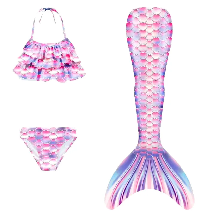 Girls Tail Mermaid Tails Beach Costume Clothing With Monofins Bikini Swimming Cosplay Littli Mermaid Tail Children Swimwear