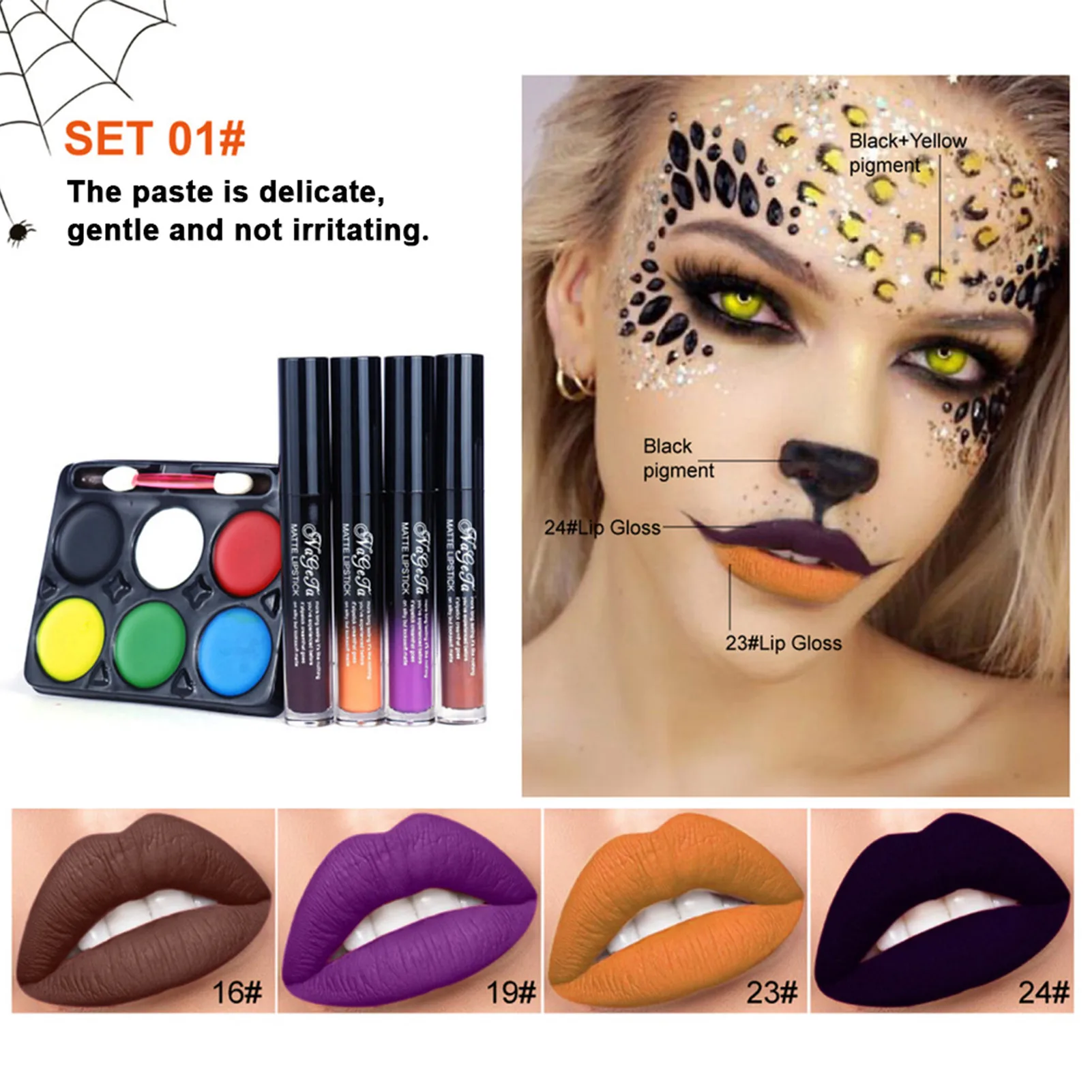 Halloween Makeup Kit Face Paint Palette Lip Gloss Halloween Makeup