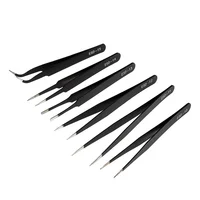 Ensemble de pincettes de précision ESD en acier inoxydable, outils de réparation pour l'électronique, outils d'artisanat de soudure anti-leges, 2 pièces, 6 pièces 2