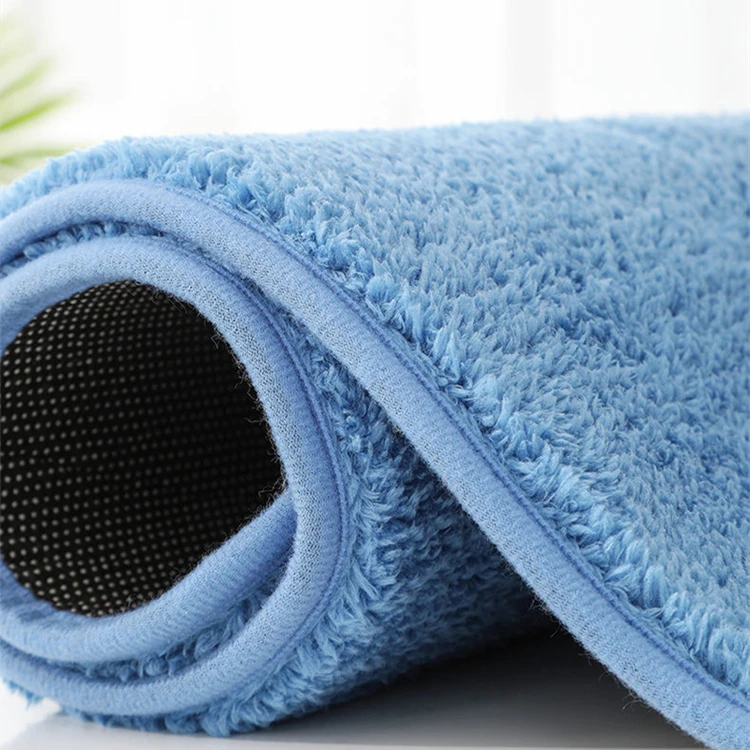 Solid Color Fluffy Anti-slip Bathroom Mat Floor Rug
