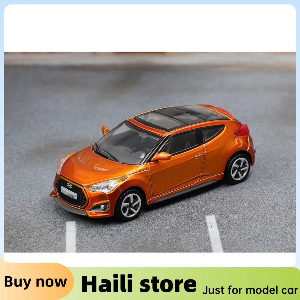 DCT 1/64 Veloster Turbo 왼쪽 방향타 합금 모델 스포츠카 차량 다이캐스트 자동차 컬렉션 장난감 스테이션 차량
