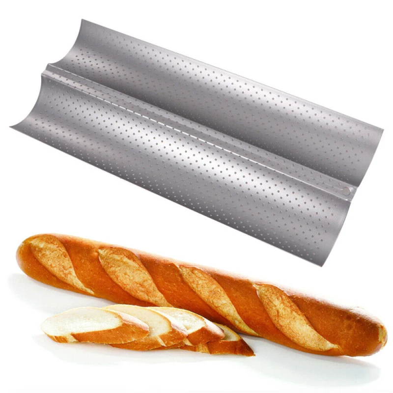 French Bread Baking Mold Bread Wave Baking Tray Practical Cake Baguette Mold Pans 2 Groove Waves Tools baking pan bread mold bread baking pan