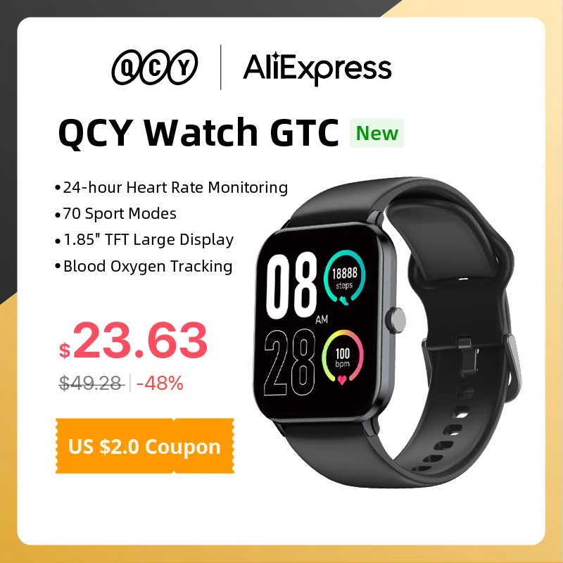Qcy Smart Watch Gtc 1.85" Large Display Full Touch Screen Smartwatch